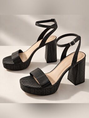 Marc Fisher Gray Textured Platform Block Heel Sandals